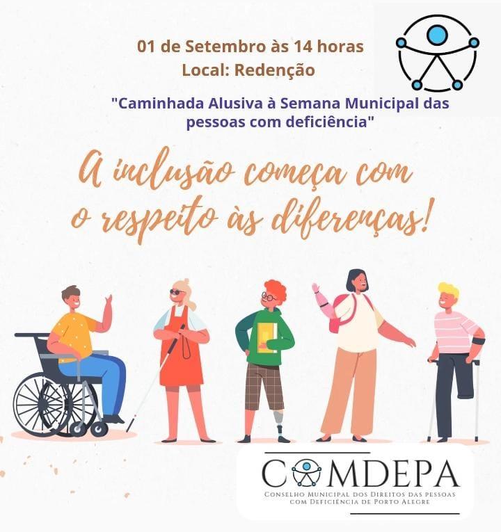 Caminhada Alusiva à Semana Municipal das Pessoas com Deficiência será realizada neste domingo em Porto Alegre