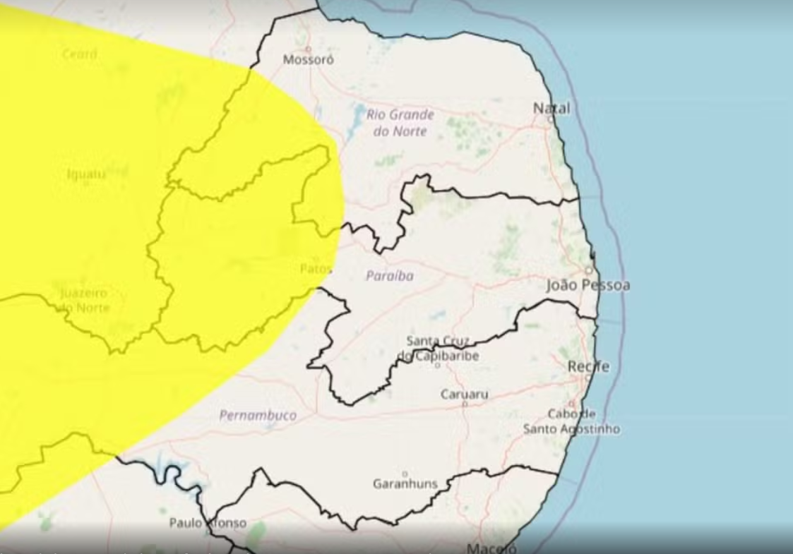 Inmet emite alerta amarelo de baixa umidade para 81 cidades da Paraíba; veja lista