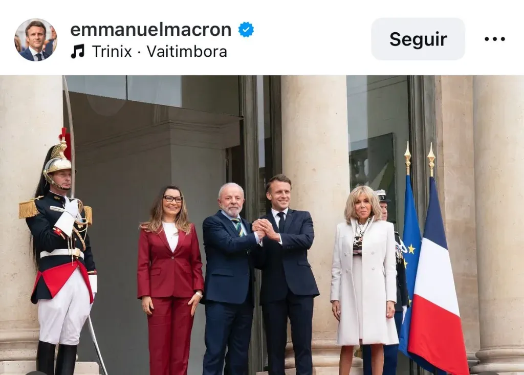 Macron usa música de Seu Pereira para agradecer visita de Lula